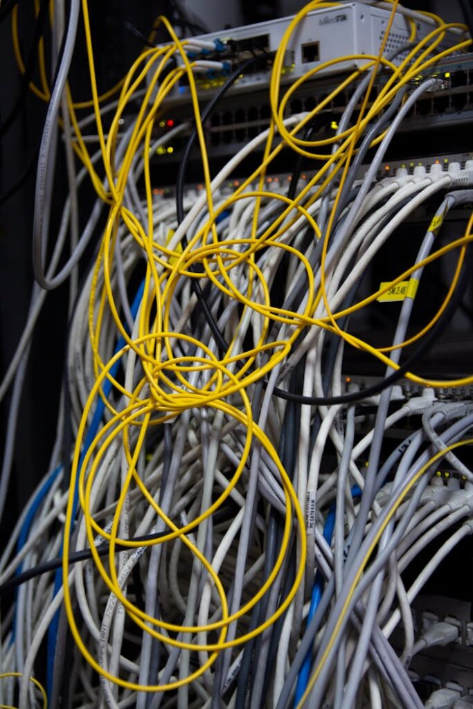 The Art of Drawing Readers In: Your attractive post title goes here Close-up of a messy bundle of network cables tangled in a server rack.